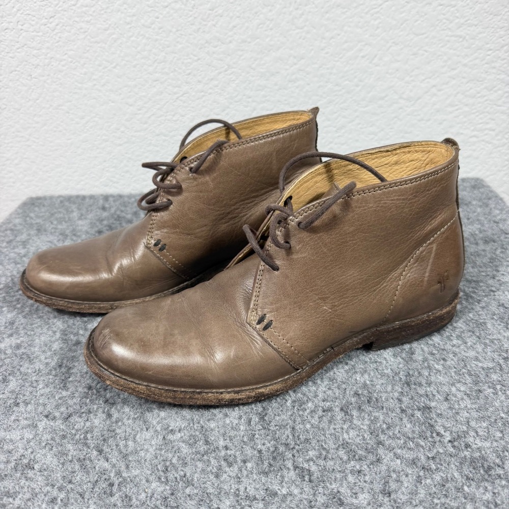 Frye Melissa Chukka Boot Womens 7.5 B Grey Leather GUC Handcrafted Ankle Boot
